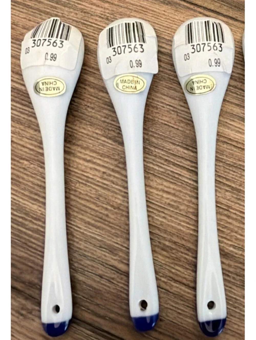 Cracker Barrel Blue White Ceramic Spoons 5